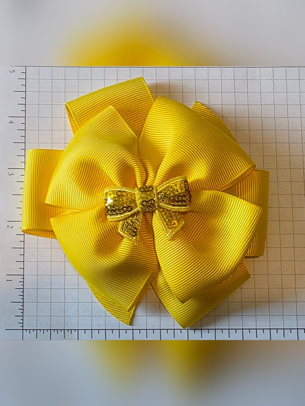 Yellow Bow Hair Clip - Sparkle Bow Center